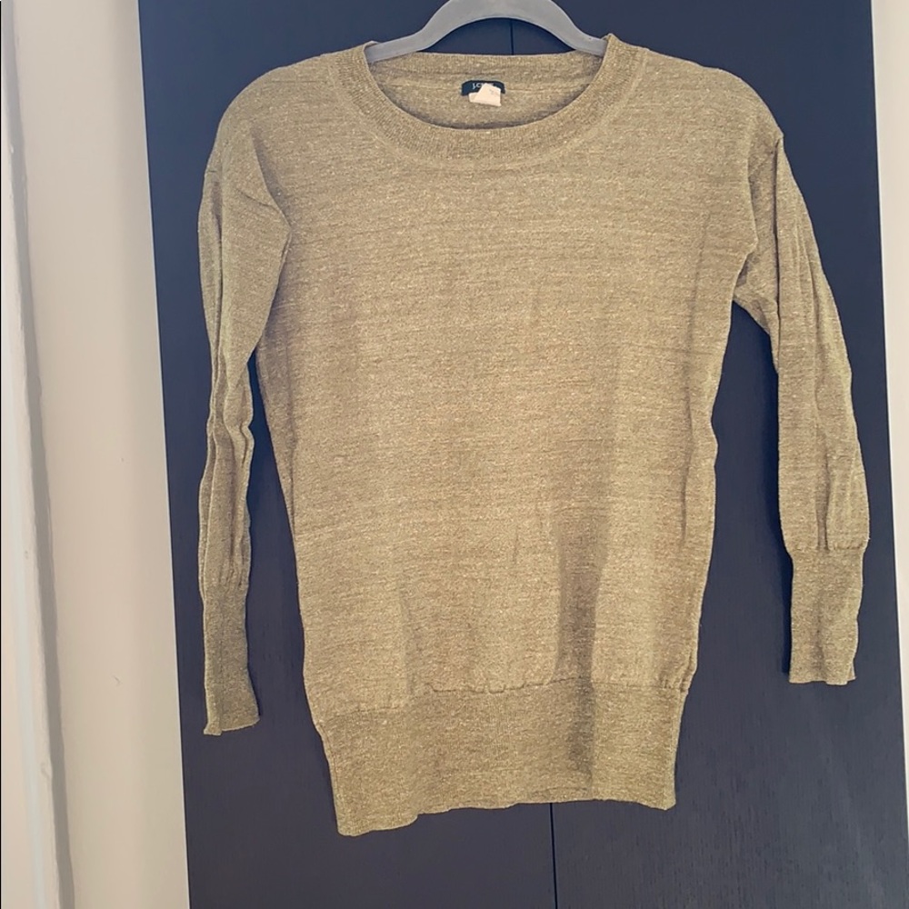 Green with white mixed wool sweater.